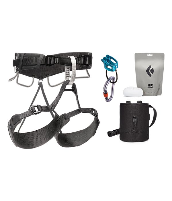 Black Diamond Momentum 4S Harness Package lezecký set, černá/bílá, Mg pytlík, XS/M